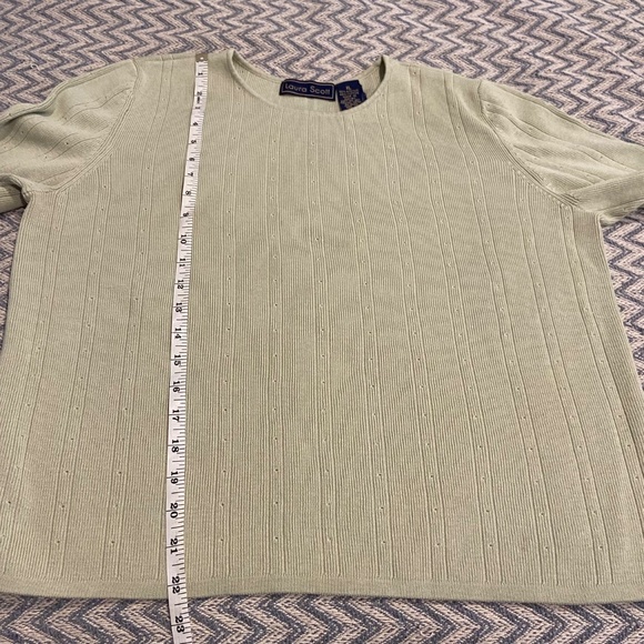 Laura Scott Sage Green Short Sleeve Sweater – XL size - Picture 6 of 8